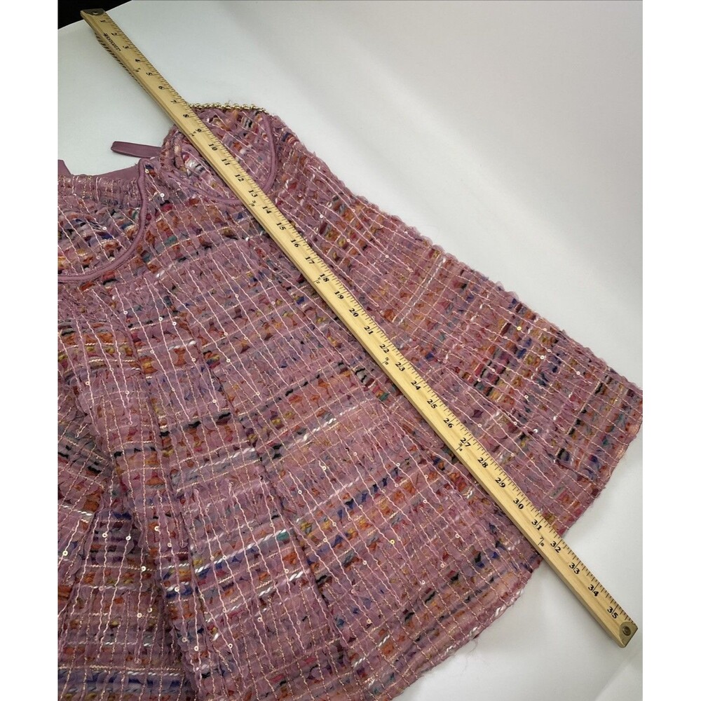 For Love & Lemons Celine Tweed Chain Mini Dress Pink Flare Party Summer Fun XL - Picture 16 of 16